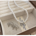 Women's Silver Fashion White Pearl Butterfly Wedding Jewelry Luxury Crystal Pearl Necklace/Earrings Ladies Jewelry Sets for Bridal Women's Silver Fashion White Pearl Butterfly Wedding Jewelry Luxury Crystal Pearl Necklace/Earrings Ladies Jewelry Sets for Bridal