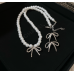 Women's Silver Fashion White Pearl Butterfly Wedding Jewelry Luxury Crystal Pearl Necklace/Earrings Ladies Jewelry Sets for Bridal Women's Silver Fashion White Pearl Butterfly Wedding Jewelry Luxury Crystal Pearl Necklace/Earrings Ladies Jewelry Sets for Bridal