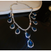 Women's Blue Fashion Wedding Jewelry Luxury Crystal Pearl Necklace/Earrings Ladies Jewelry Sets for Bridal