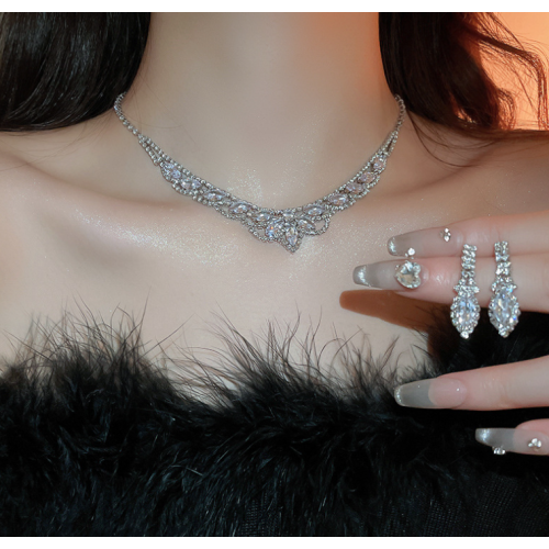 Women's White Fashion Wedding Jewelry Luxury Crystal Pearl Necklace/Earrings Ladies Jewelry Sets for Bridal Women's White Fashion Wedding Jewelry Luxury Crystal Pearl Necklace/Earrings Ladies Jewelry Sets for Bridal