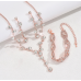 Women's Rose Gold Color Fashion Wedding Jewelry Luxury Crystal Pearl Necklace/Bracelet/Ring/Earrings Ladies Jewelry Sets for Bridal