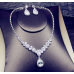 Women's Silver Color Fashion Wedding Jewelry Luxury Crystal Pearl Necklace/Earrings Ladies Jewelry Sets for Bridal