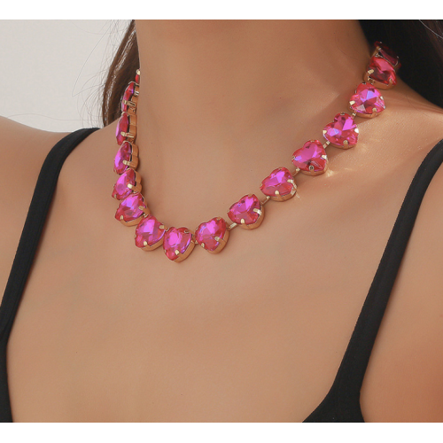 New Shiny Multicolor Heart Necklace Ladies Exquisite Clavicle Chain Necklace Jewelry for Ladies Gift