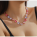 New Shiny Multicolor Heart Necklace Ladies Exquisite Clavicle Chain Necklace Jewelry for Ladies Gift