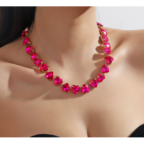 New Shiny Rose Pink Heart Necklace Ladies Exquisite Clavicle Chain Necklace Jewelry for Ladies Gift New Shiny Rose Pink Heart Necklace Ladies Exquisite Clavicle Chain Necklace Jewelry for Ladies Gift