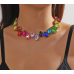 New Shiny Multicolor Heart Necklace Ladies Exquisite Clavicle Chain Necklace Jewelry for Ladies Gift