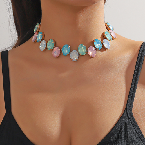 New Shiny Blue Heart Necklace Ladies Exquisite Clavicle Chain Necklace Jewelry for Ladies Gift New Shiny Blue Heart Necklace Ladies Exquisite Clavicle Chain Necklace Jewelry for Ladies Gift