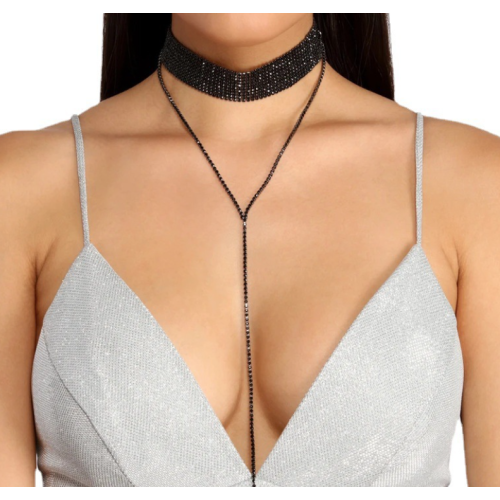 New Black Shiny Five Necklace Ladies Exquisite Double Layer Clavicle Chain Necklace Jewelry for Ladies Gift