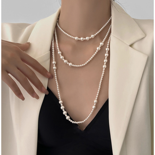 New White Pearl Three Layer Necklace Ladies Exquisite Clavicle Chain Necklace Jewelry for Ladies Gift