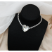 New Shiny Silver  Heart Necklace Ladies Exquisite Clavicle Chain Necklace Jewelry for Ladies Gift