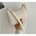 White Retro Solid Color PU Leather Shoulder Underarm Bag Women's Fashion Handbags Casual Hobos Purses and Handbag Ladies Hand Bags