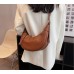 Brown Summer Pleated Handlebags For Women PU Cloud Bags Leisure Armpit Bag Shopping Shoulder Bags Dumpling Handbag Female