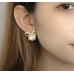 New Style Temperament White Color Wedding Bow Stud Earrings for Women Rhinestone Bowknot Ball Earring Girls Party Jewelry