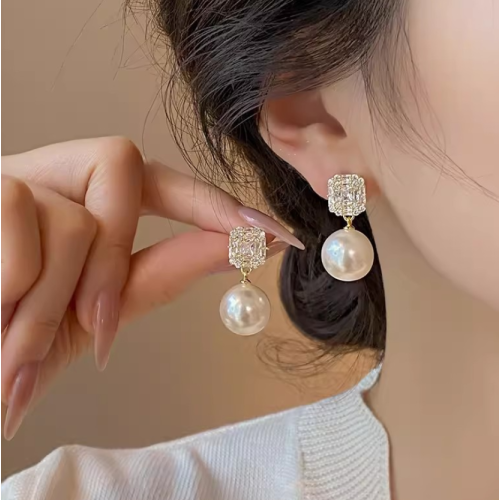 Imitation Square Stud Earrings for Women Round Wedding Party Ear Jewelry Wholesale