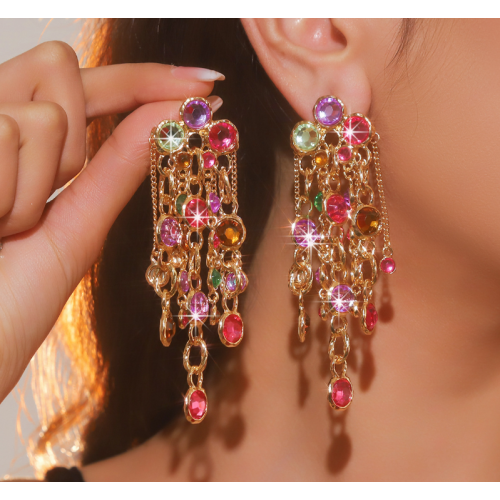 Fashion Luxury Multicolor Tassel CZ Drop Earrings New Engagement Wedding Ear Accessories for Women Fancy Anniversary Gift Fashion Luxury Multicolor Tassel CZ Drop Earrings New Engagement Wedding Ear Accessories for Women Fancy Anniversary Gift