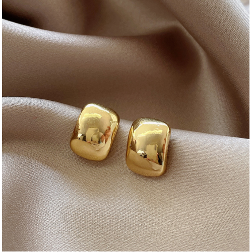 Imitation Gold Square Stud Earrings for Women Round Wedding Party Ear Jewelry Wholesale