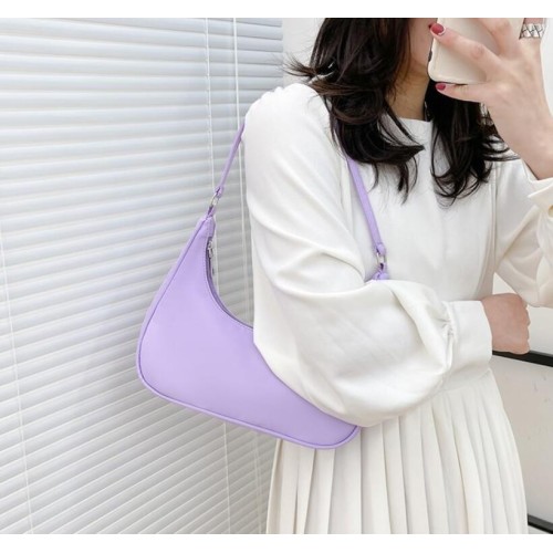 Purple Retro Solid Color PU Leather Shoulder Underarm Bag Women's Fashion Handbags Casual Hobos Purses and Handbag Ladies Hand Bags