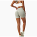 Beige Women Sports Shorts High Waist Yoga Shorts Slim Fit Butt Lift Gym Running High Elastic Biker Shorts
