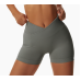 Gray Women Sports Shorts High Waist Yoga Shorts Slim Fit Butt Lift Gym Running High Elastic Biker Shorts