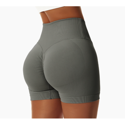 Gray Women Sports Shorts High Waist Yoga Shorts Slim Fit Butt Lift Gym Running High Elastic Biker Shorts