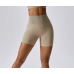 Beige Women Sports Shorts High Waist Yoga Shorts Slim Fit Butt Lift Gym Running High Elastic Biker Shorts