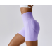 Purple Women Sports Shorts High Waist Yoga Shorts Slim Fit Butt Lift Gym Running High Elastic Biker Shorts