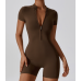 Yoga Set Brown Women Fitness Rompers Sexy One Piece Strap Tummy Control Padded Sports Bra Workout JumpSuits Sportswear