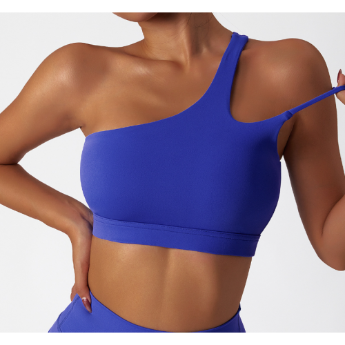 Blue Ladies Sports Bra Sexy Criss Cross Straps Back High Support Impact Yoga Underwear Running Fitness Gym Padded Bralette