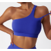 Blue Ladies Sports Bra Sexy Criss Cross Straps Back High Support Impact Yoga Underwear Running Fitness Gym Padded Bralette