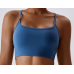 Dark Blue Ladies Sports Bra Sexy Criss Cross Straps Back High Support Impact Yoga Underwear Running Fitness Gym Padded Bralette