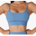 Blue Ladies Sports Bra Sexy Criss Cross Straps Back High Support Impact Yoga Underwear Running Fitness Gym Padded Bralette