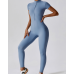 Yoga Set Blue Women Fitness Rompers Sexy One Piece Strap Tummy Control Padded Sports Bra Workout JumpSuits Sportswear