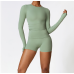 2pcs Green Yoga Sets Womens Outfits Peach Hip Lifting Suit Neck Hanging Sports Bra Shockproof Quick Drying Shorts Set Female Tracksuit 2pcs Green Yoga Sets Womens Outfits Peach Hip Lifting Suit Neck Hanging Sports Bra Shockproof Quick Drying Shorts Set Female Tracksuit