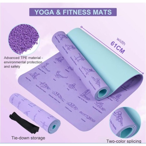 TPE Yoga Mat 183cm*61cm Anti-skid Sports Fitness Mat For Exercise Yoga And Pilates Gymnastics Mat Fitness Equipment