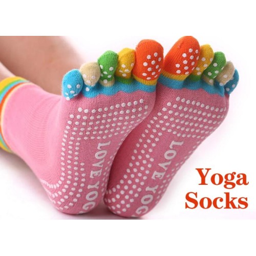 Women Colorful Yoga Socks Non-Slip Ladies Dance Socks Cotton Healthy Sports Five-toed Socks