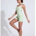 Green sports jumpsuit quick drying integrated V-shaped back running fitness suit tight fitting beautiful back yoga suit Green sports jumpsuit quick drying integrated V-shaped back running fitness suit tight fitting beautiful back yoga suit